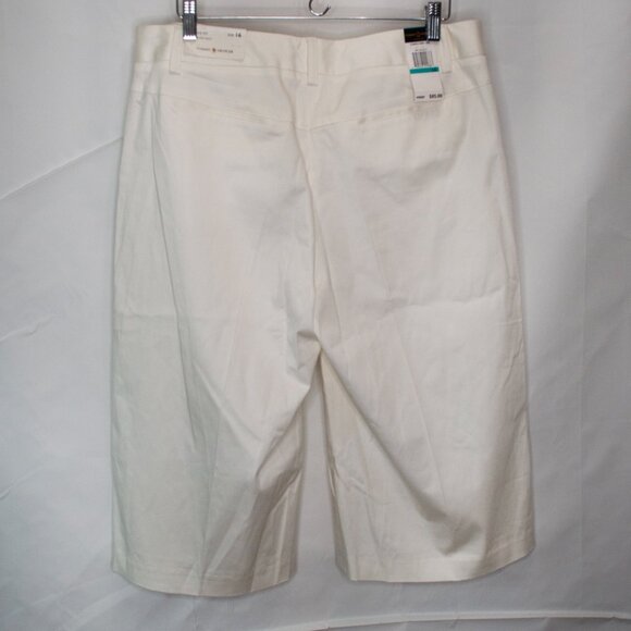 NEW Y2K Tommy Hilfiger Capri Pants Womens 16 Ivory Corrie Fit Stretch PP16X - Picture 2 of 6